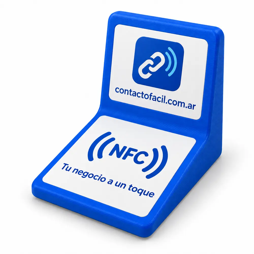 Punto NFC Contacto Fácil con carcasa impresa en 3D para colocar sobre una mesa o mostrador